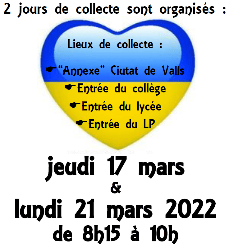 Lycée Comte de Foix et Creu Roja Andorrana s’associent pour venir en aide au peuple Ukrainien